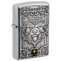 Зажигалка ZIPPO Wolf Emblem с покрытием Brushed Chrome