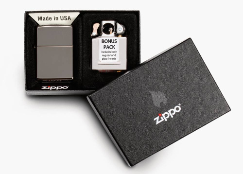 499 ZIPPO ЗажигалкаBlack Ice® и вставной блок для трубок