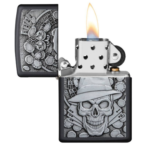 499 ZIPPO Зажигалка ZIPPO Gambling Skull с покрытием Black Matte фото 3